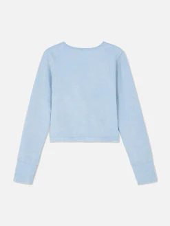 Acid Wash Top Met Lange Mouwen