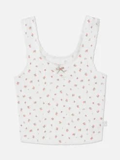 Ajour Pyjamatanktop Met Rozenprint