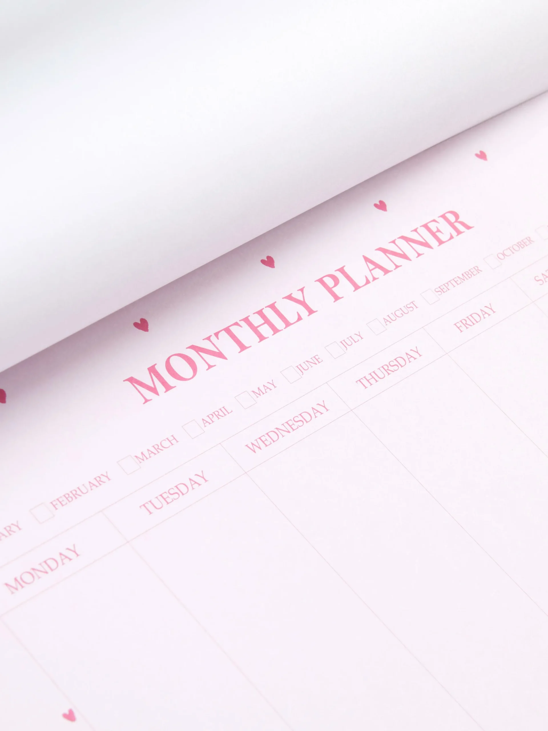 A4-maandplanner Met Hartpatroon