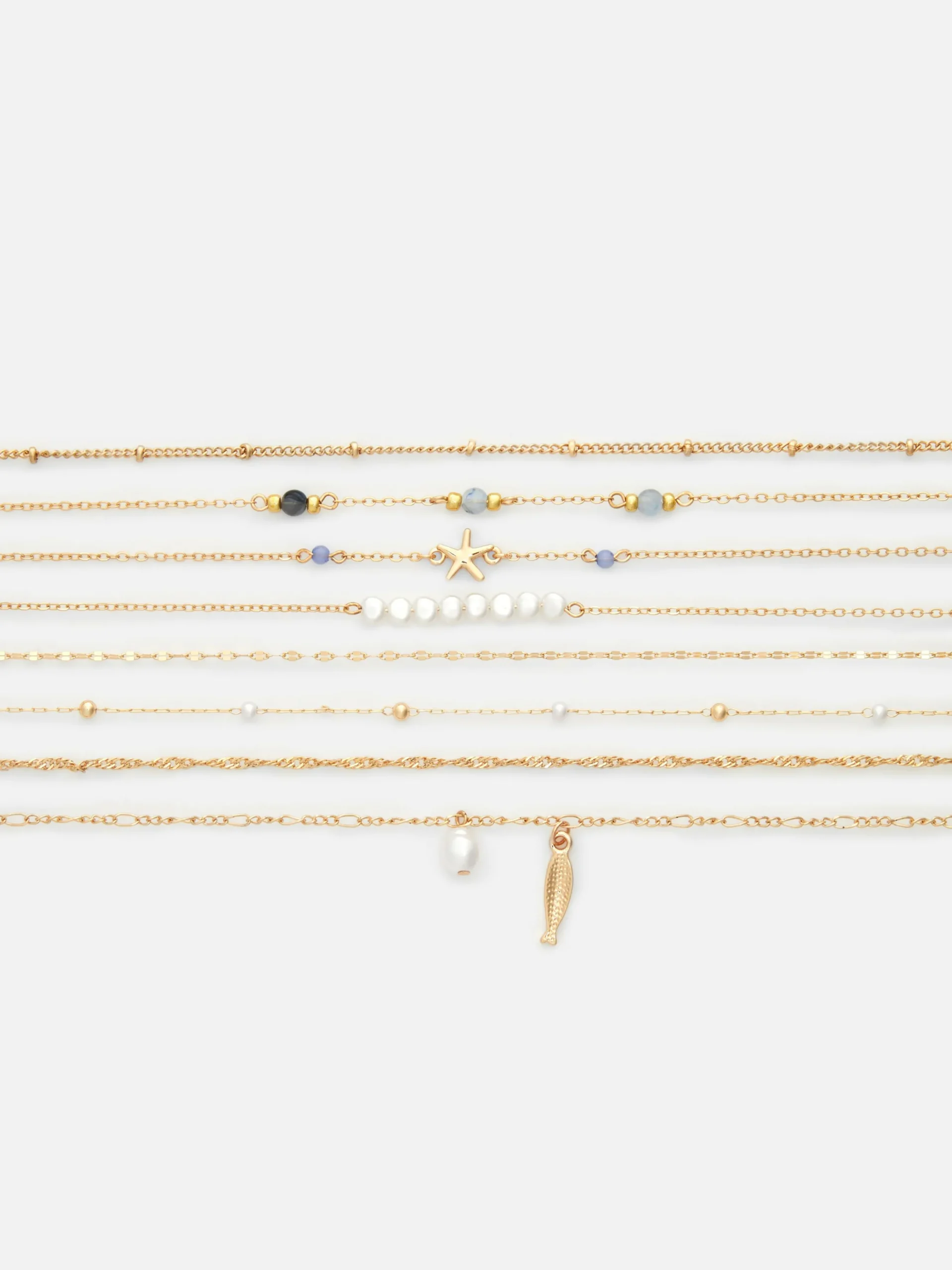 Armbanden Met Imitatieparels En Bedels, Set Van 8