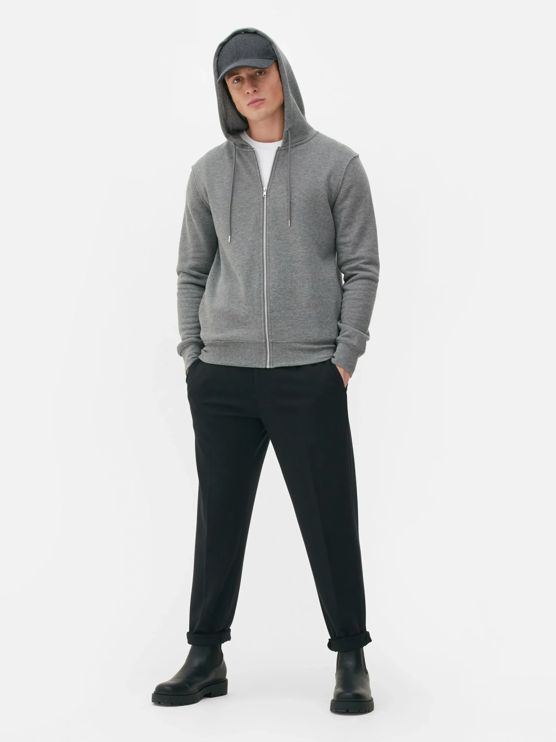 Basic Hoodie Met Lange Rits