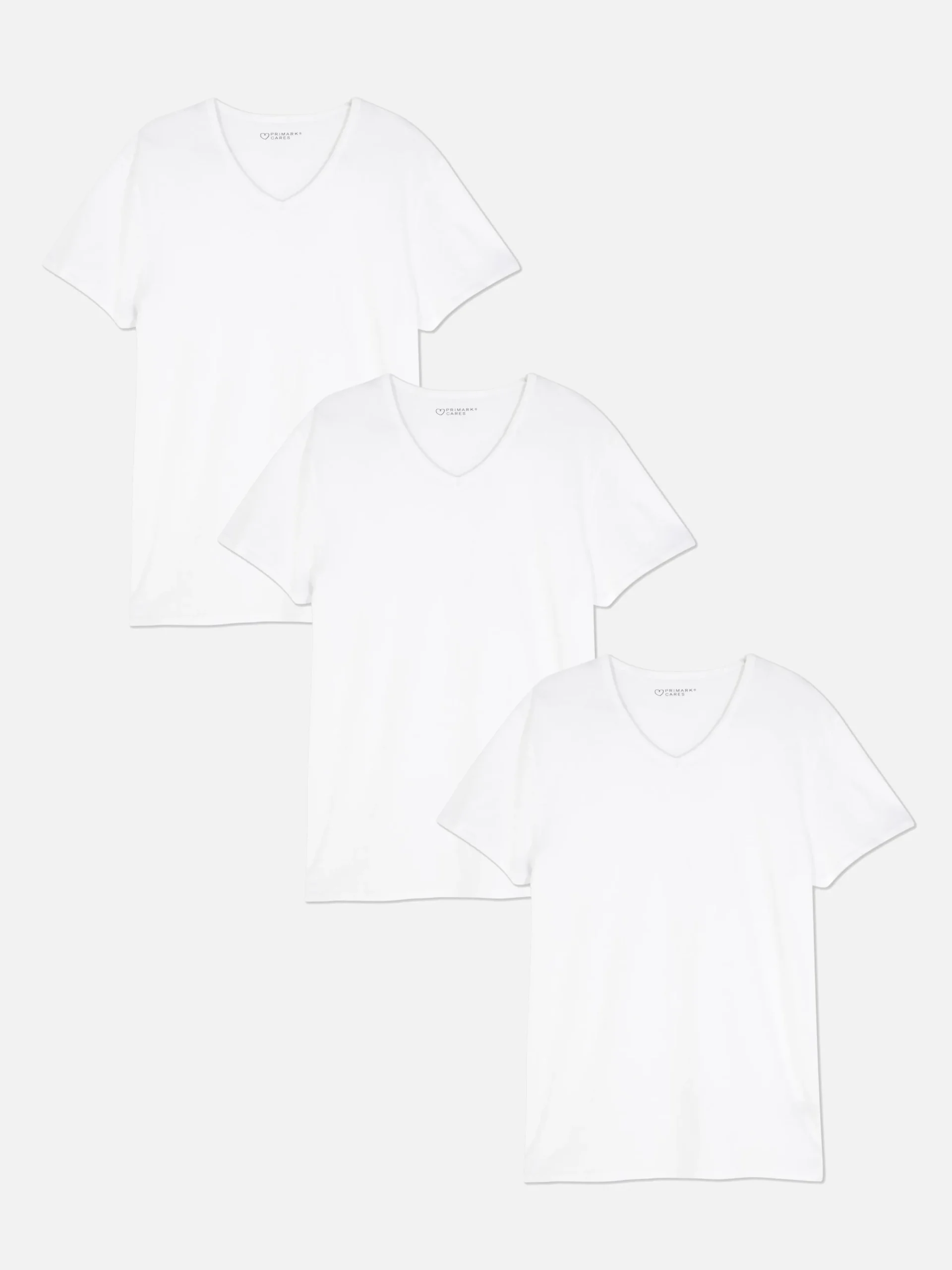 Basic T-shirts Met V-hals, Set Van 3