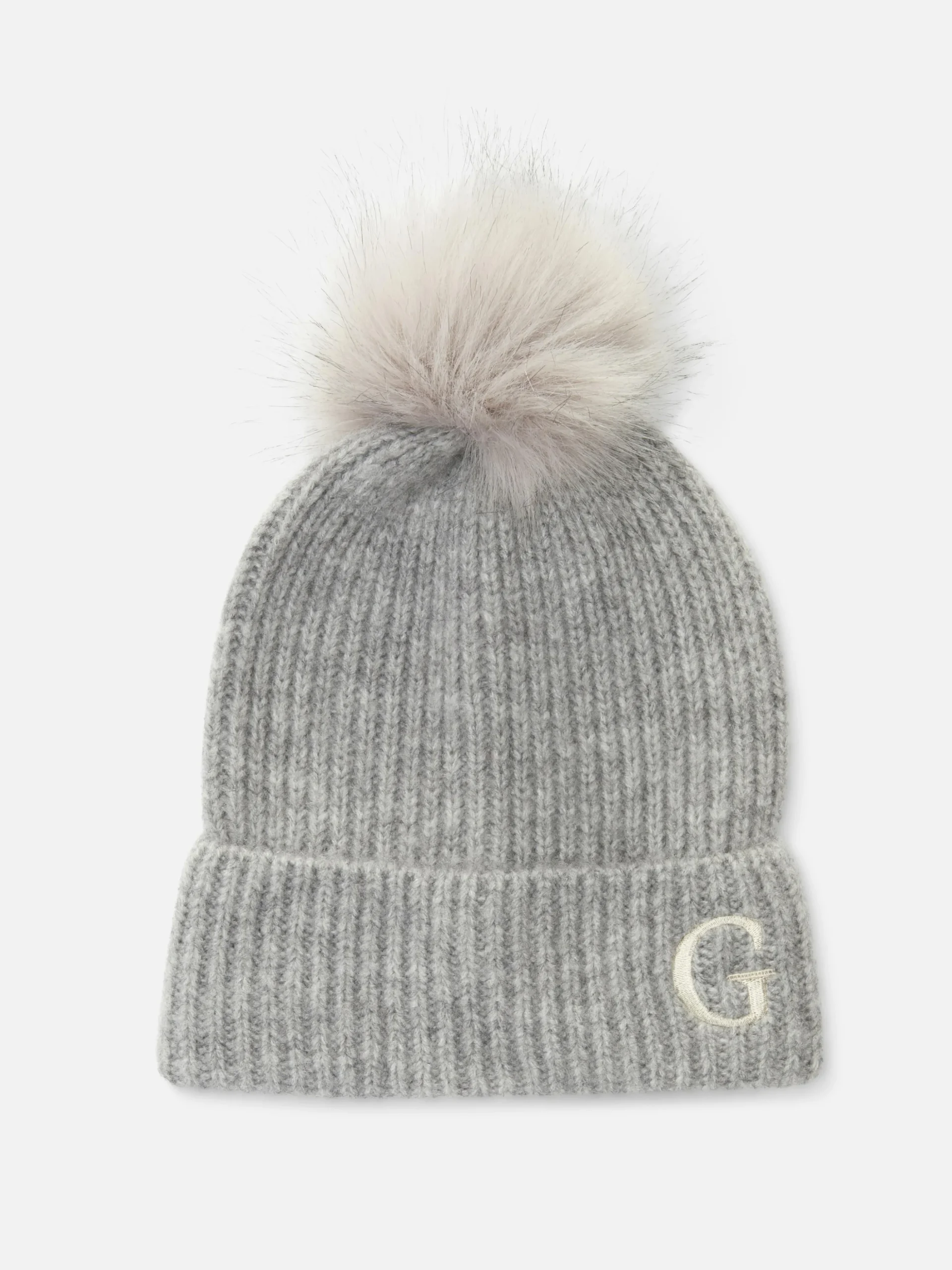 Beanie Met Pompon En Geborduurde Initiaal