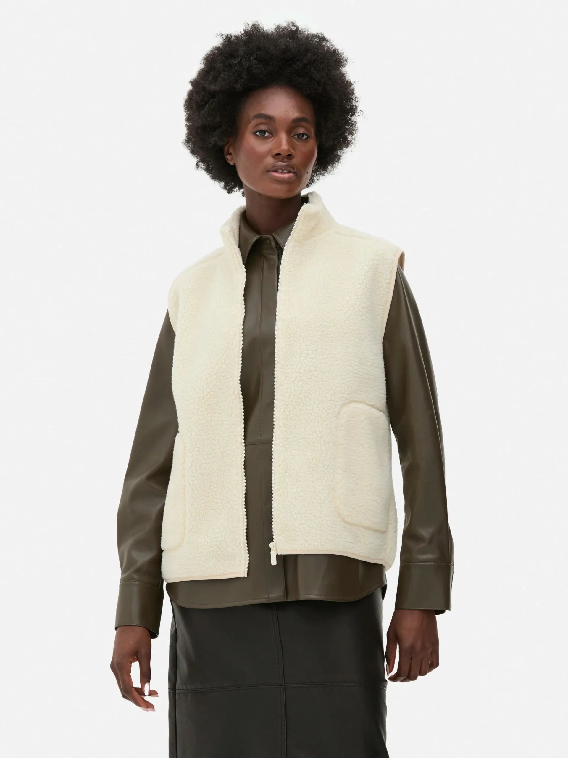 Bodywarmer Van Borgstof Met Rits