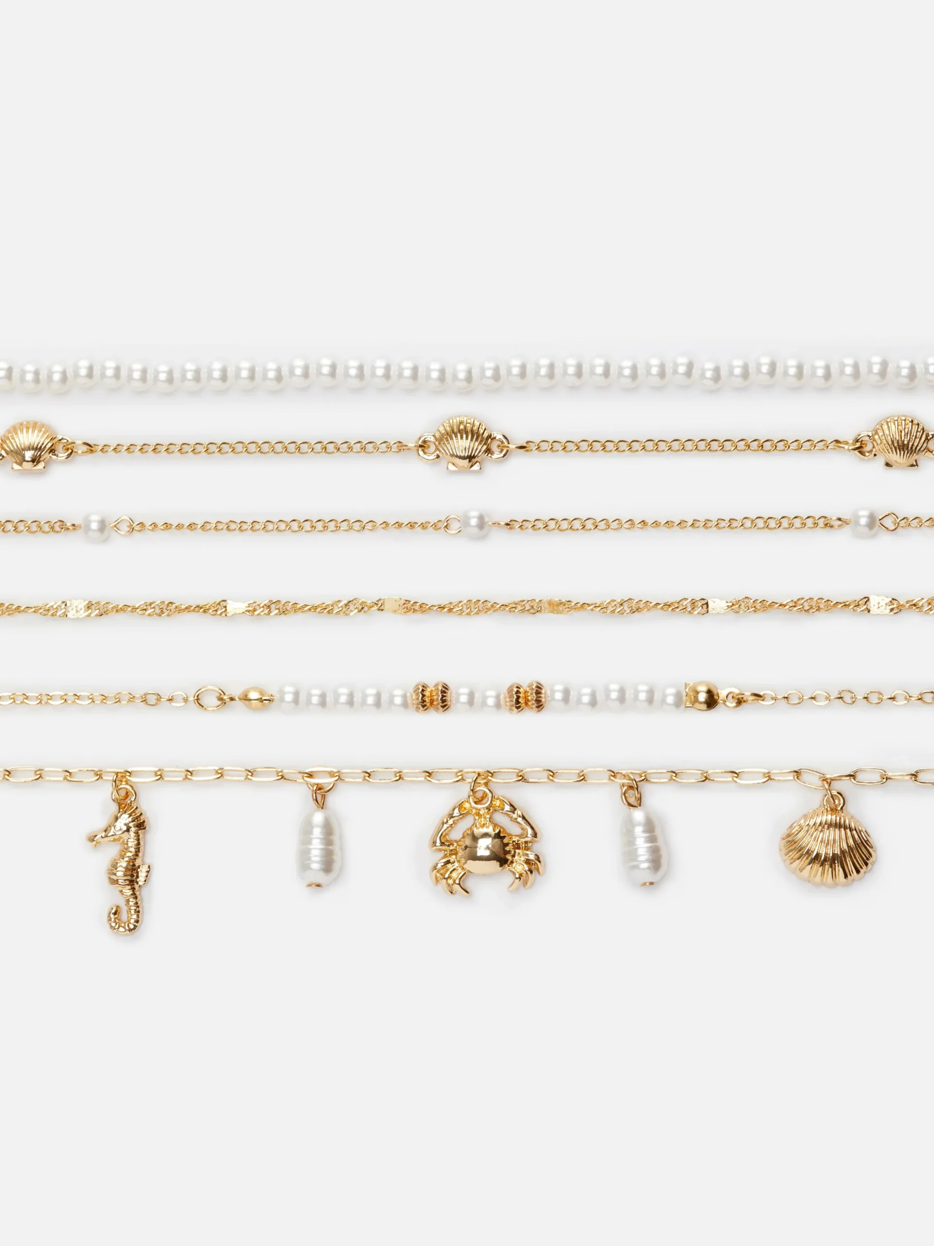 Chokerkettingen Met Imitatieparels En Bedels, 6 Stuks