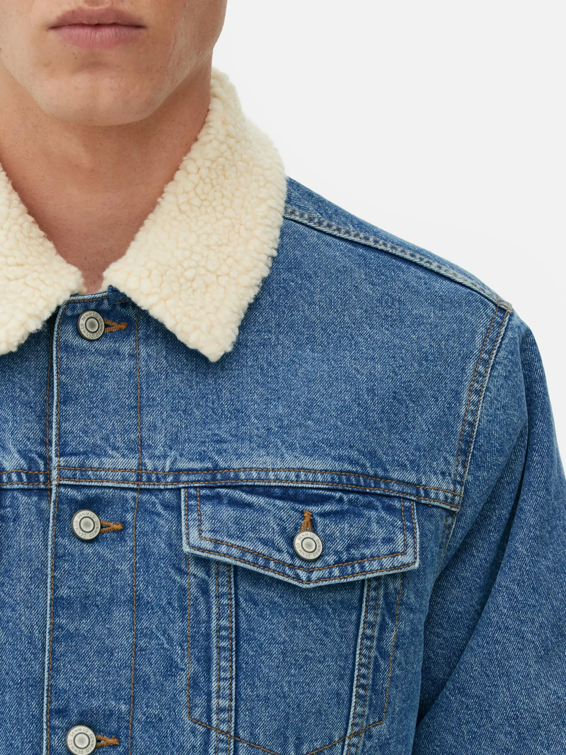 Denim Truckerjack Met Borgkraag