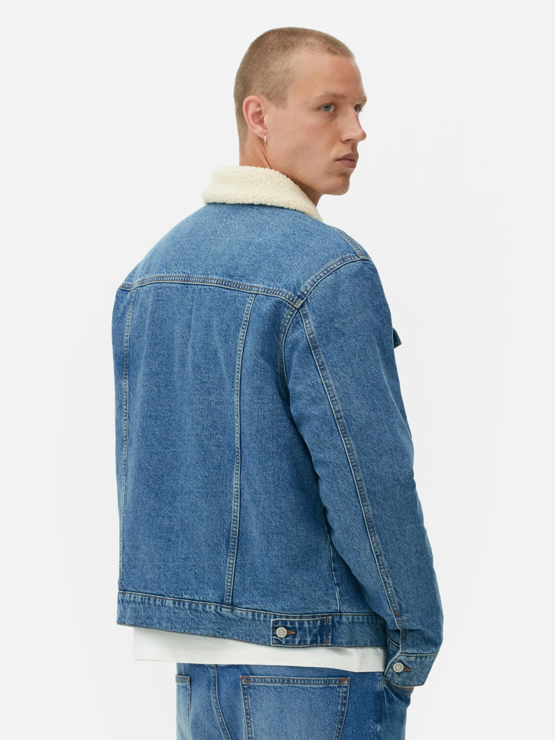 Denim Truckerjack Met Borgkraag