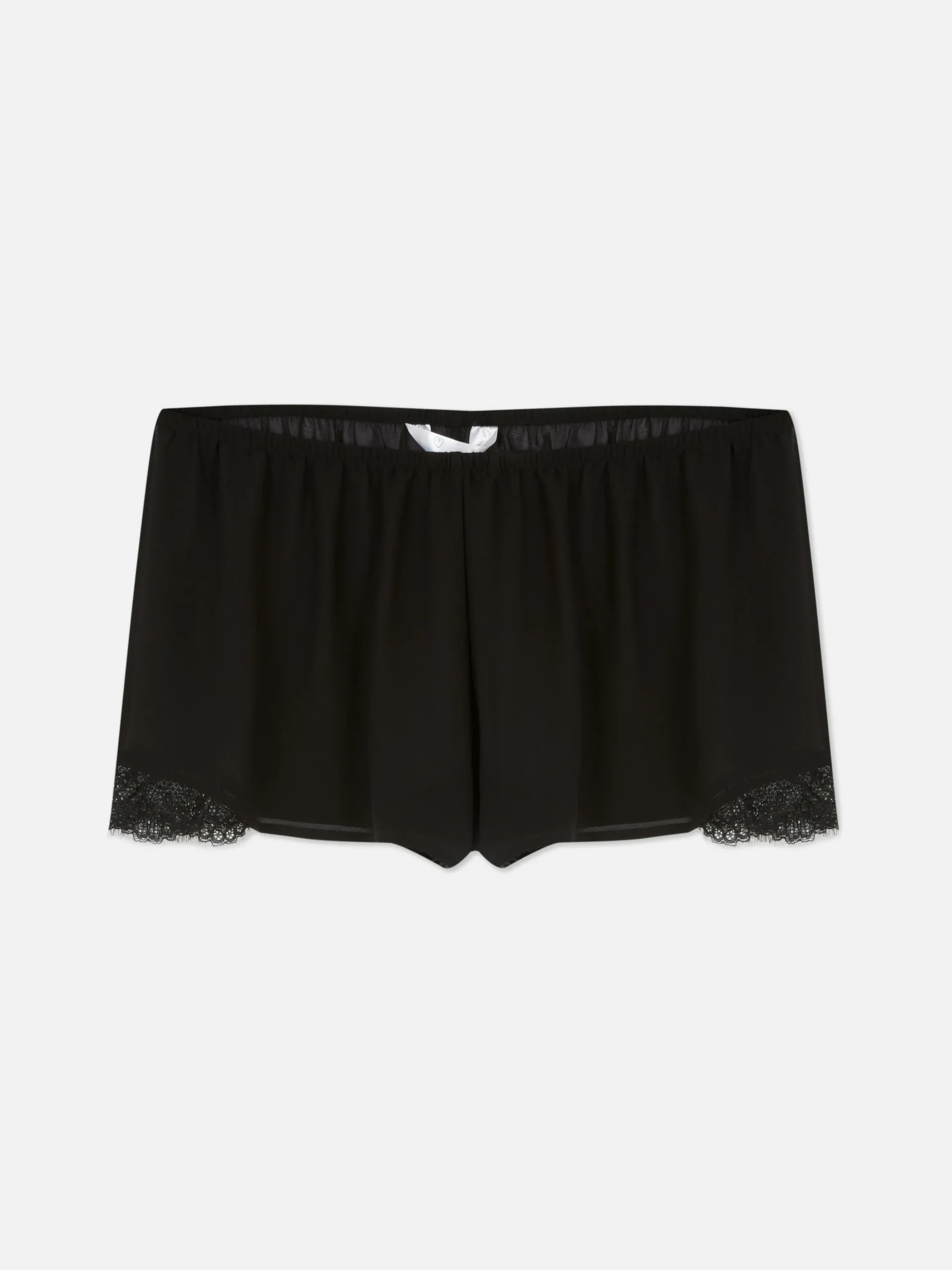Doorschijnende Pyjamashort Met Mesh En Kanten Rand