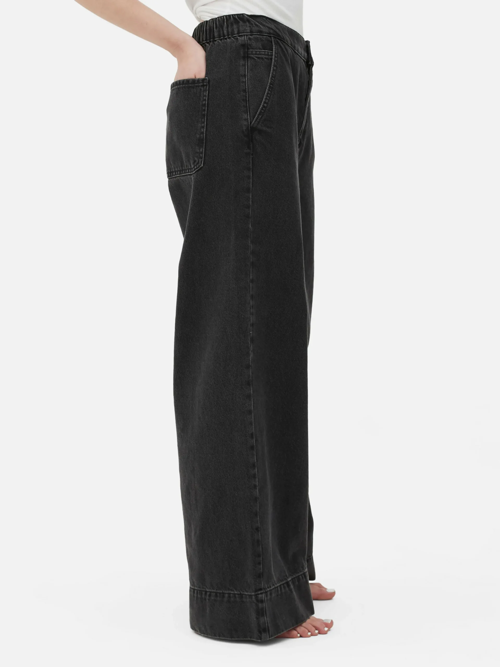 Elastische Jeans Met Wijde Pijpen