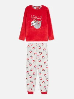Fleece Kerstpyjama Met Luiaardprint