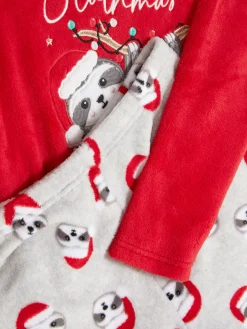 Fleece Kerstpyjama Met Luiaardprint