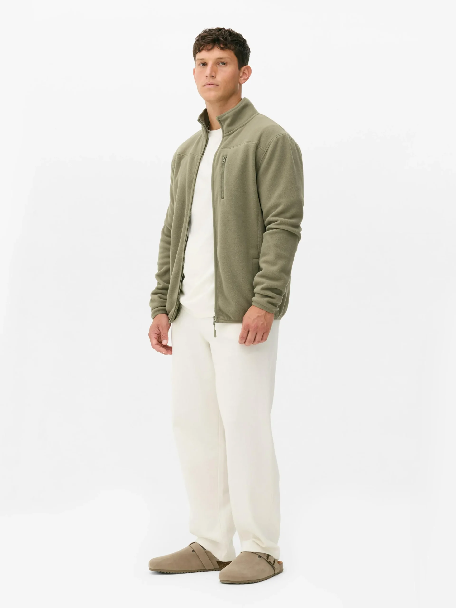Fleece Trui Met Rits En Opstaande Kraag