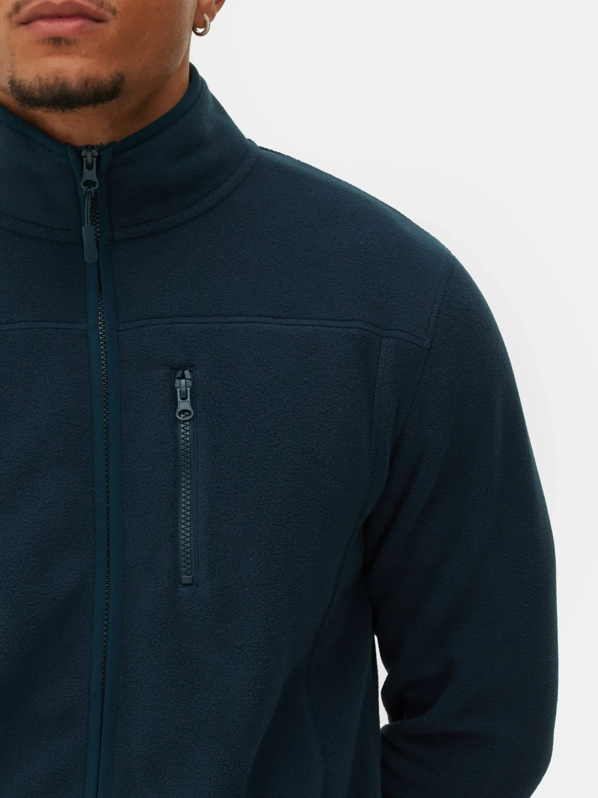 Fleece Trui Met Rits En Opstaande Kraag