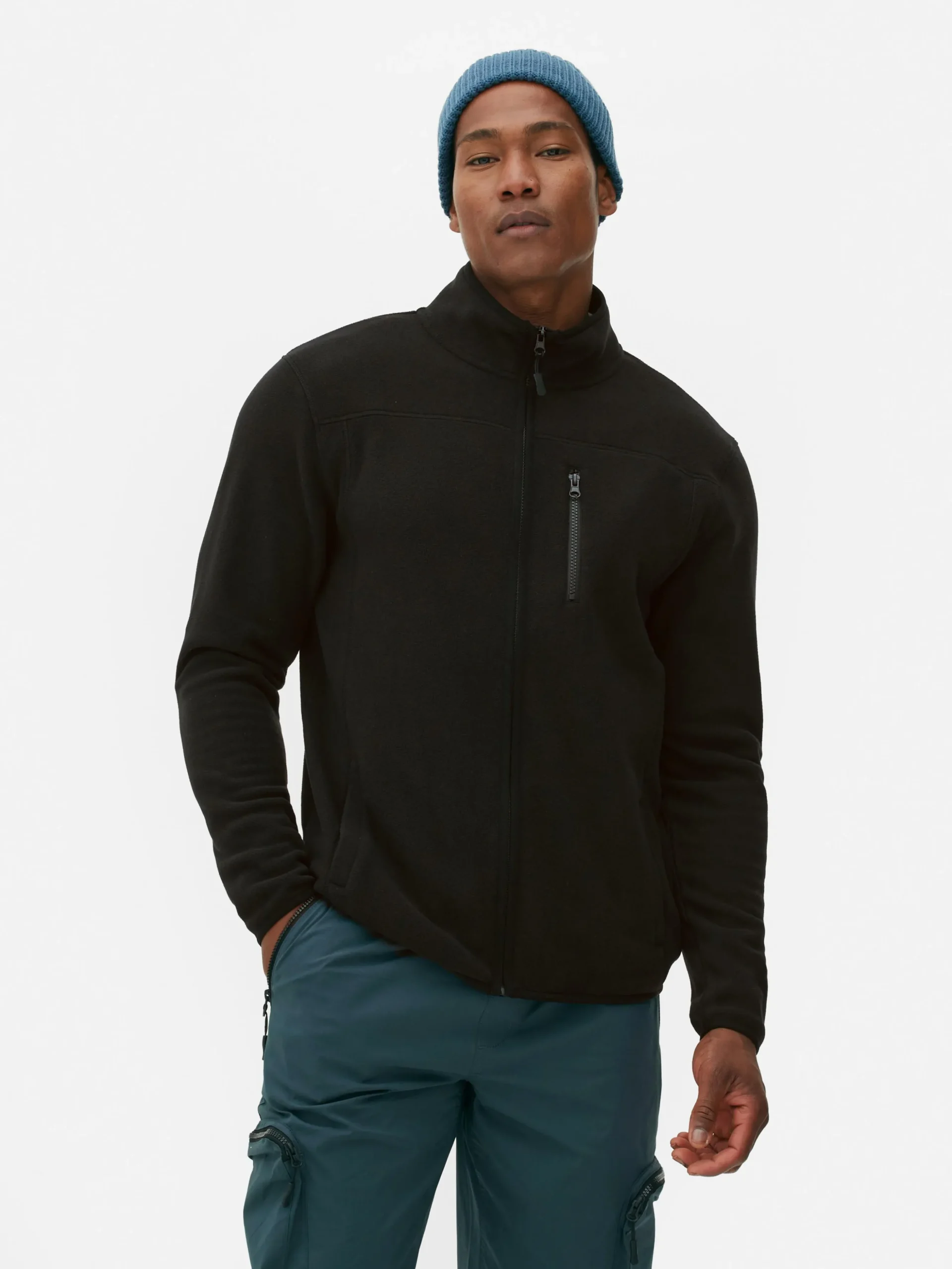 Fleece Trui Met Rits En Opstaande Kraag
