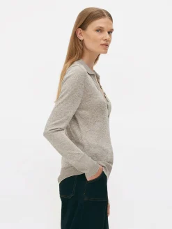 Gebreid Poloshirt Met Lange Mouwen De Edit