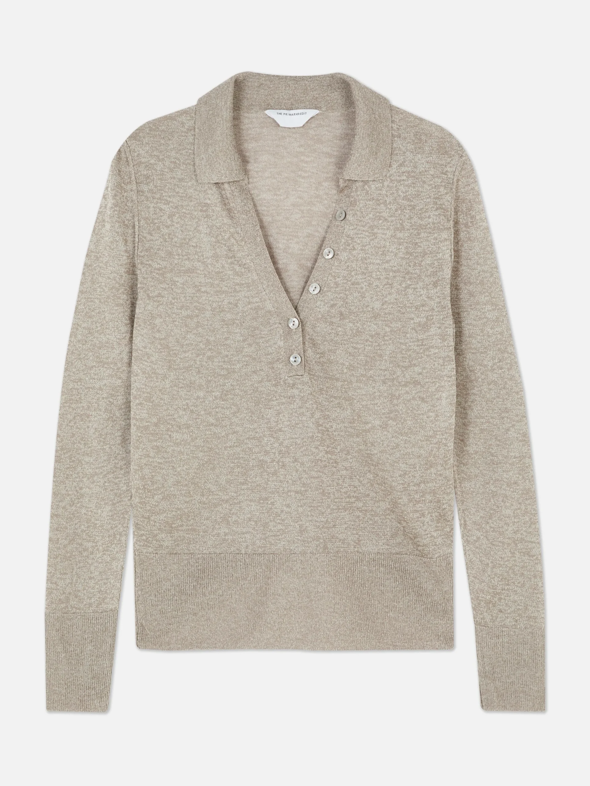 Gebreid Poloshirt Met Lange Mouwen De Edit