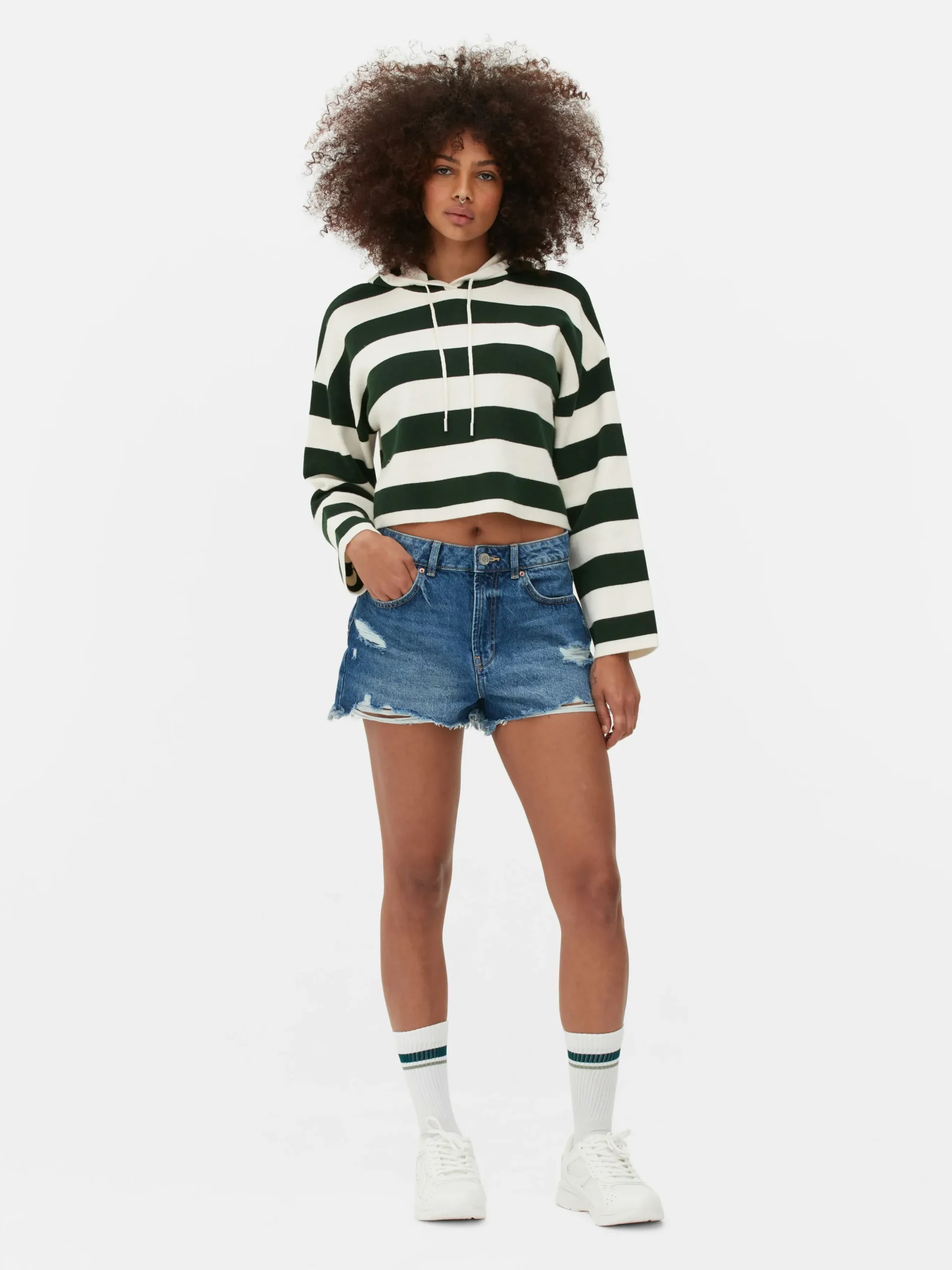 Gebreide Gestreepte Hoodie