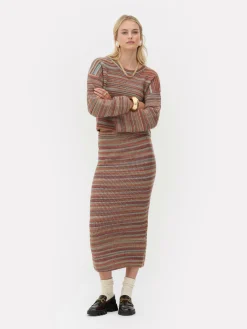 Gebreide Midirok Met Strepen Rita Ora