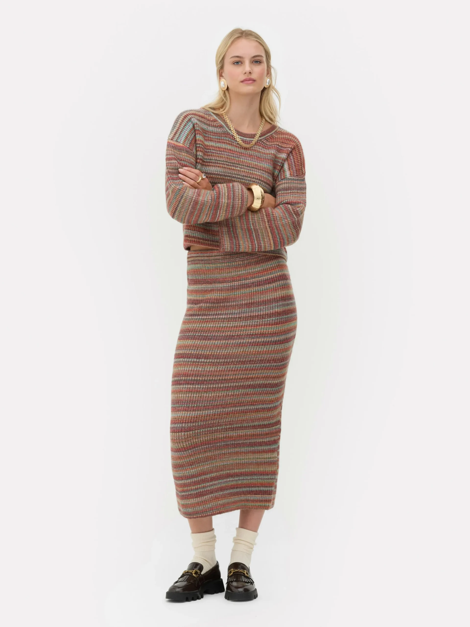 Gebreide Midirok Met Strepen Rita Ora