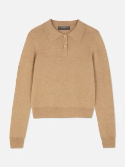 Gebreide Top Met Kraag En Lange Mouwen