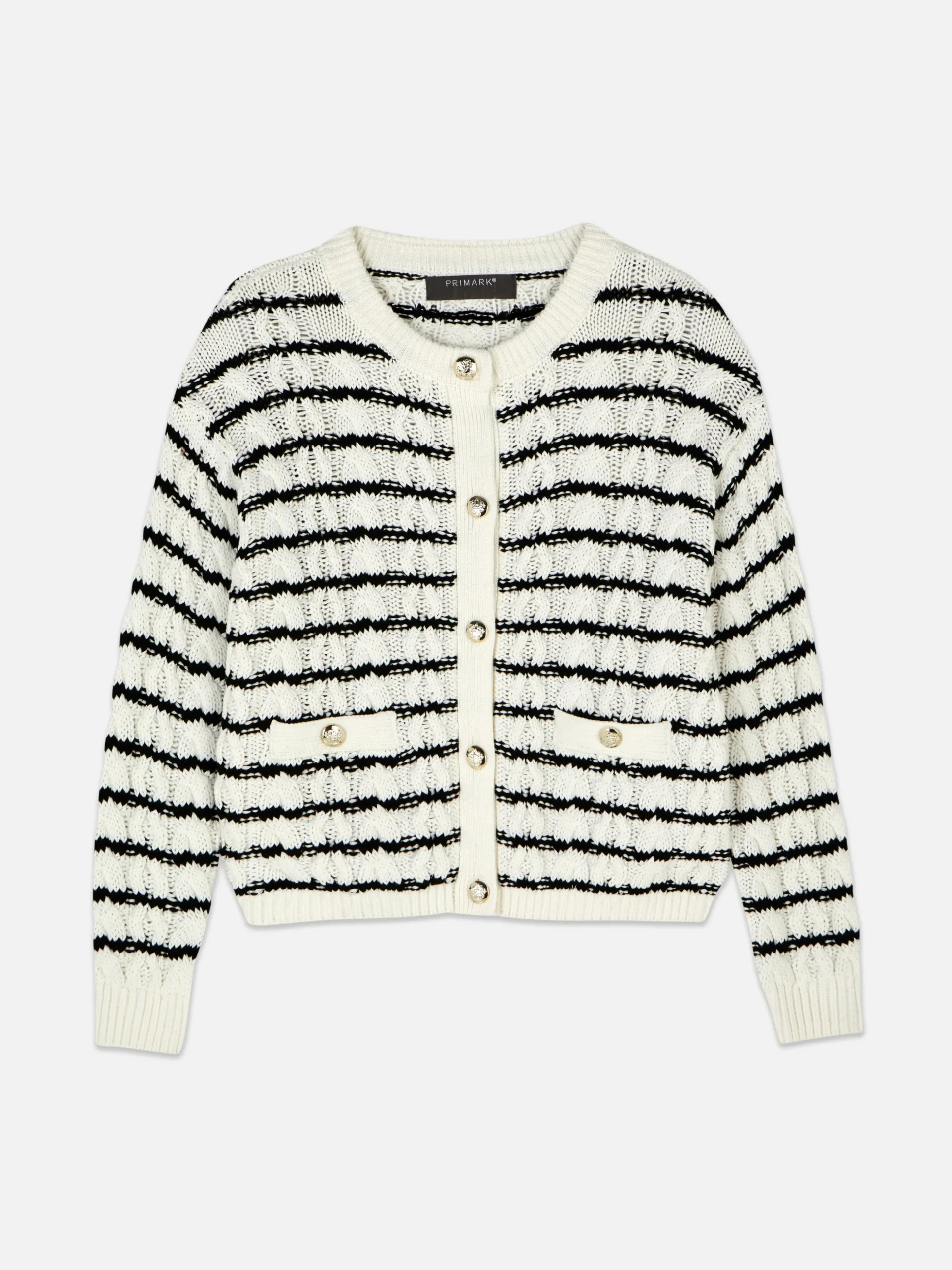 Gestreept Gebreid Vest Met Kabelmotief
