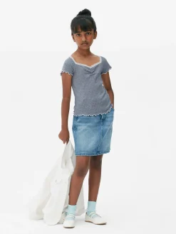 Gestreept T-shirt Met Kanten Rand