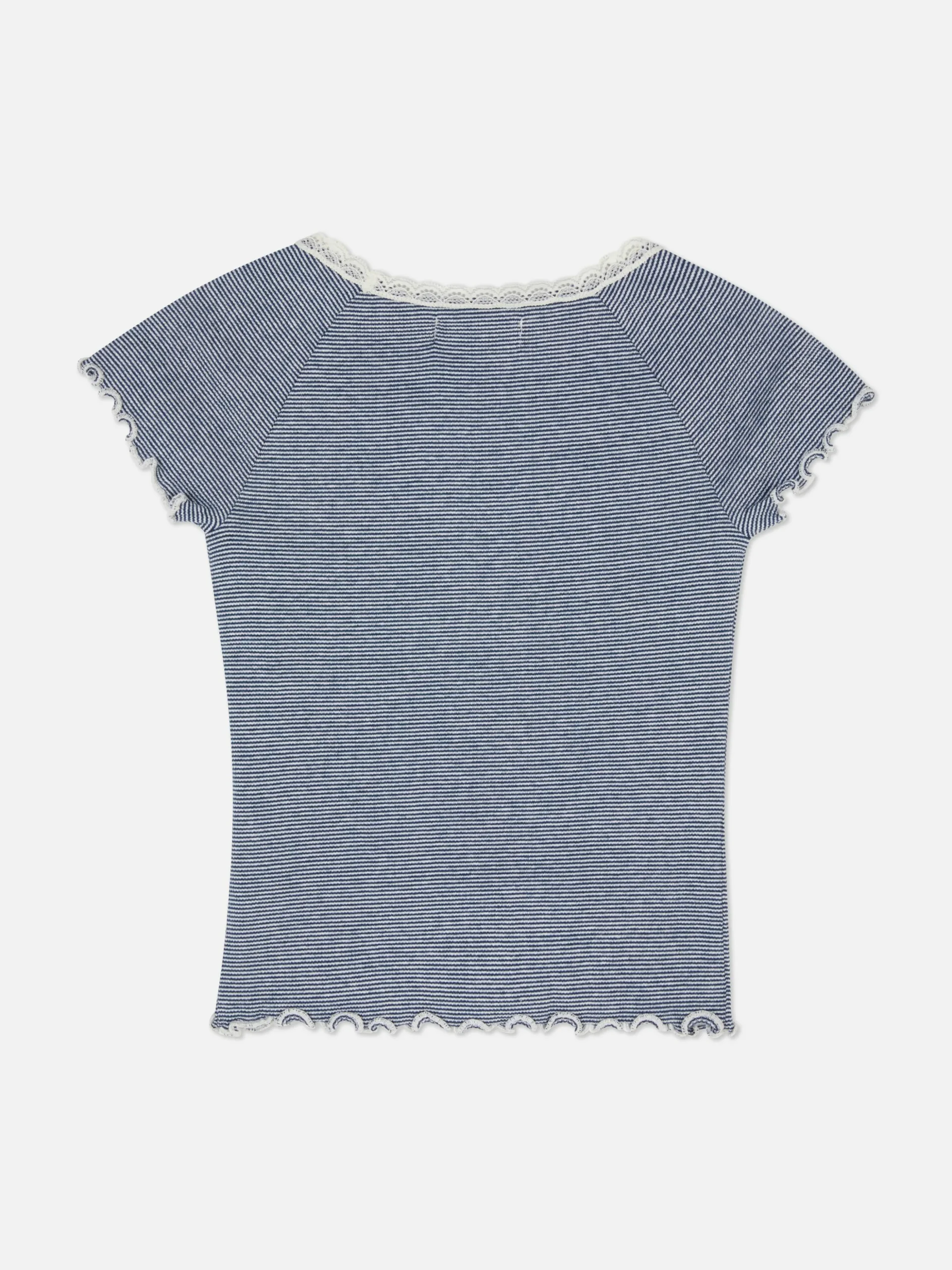 Gestreept T-shirt Met Kanten Rand