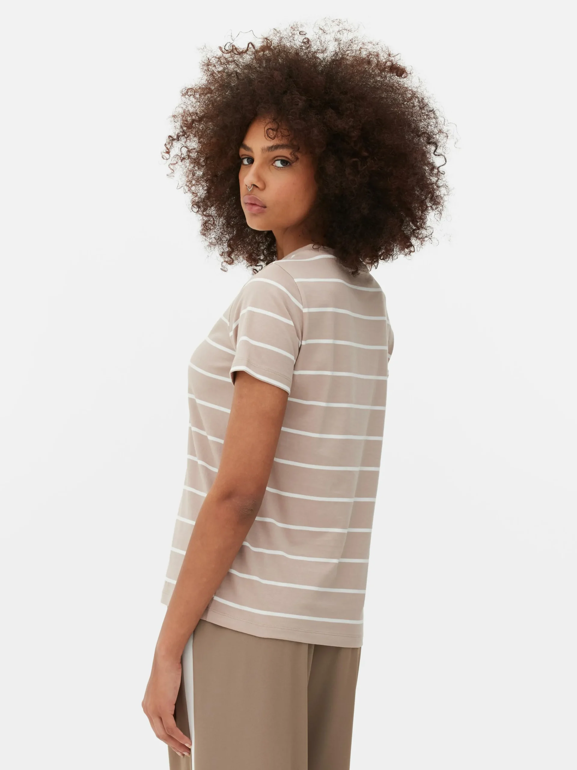 Gestreept T-shirt Met Ronde Hals