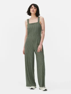 Gestreepte Mouwloze Jumpsuit