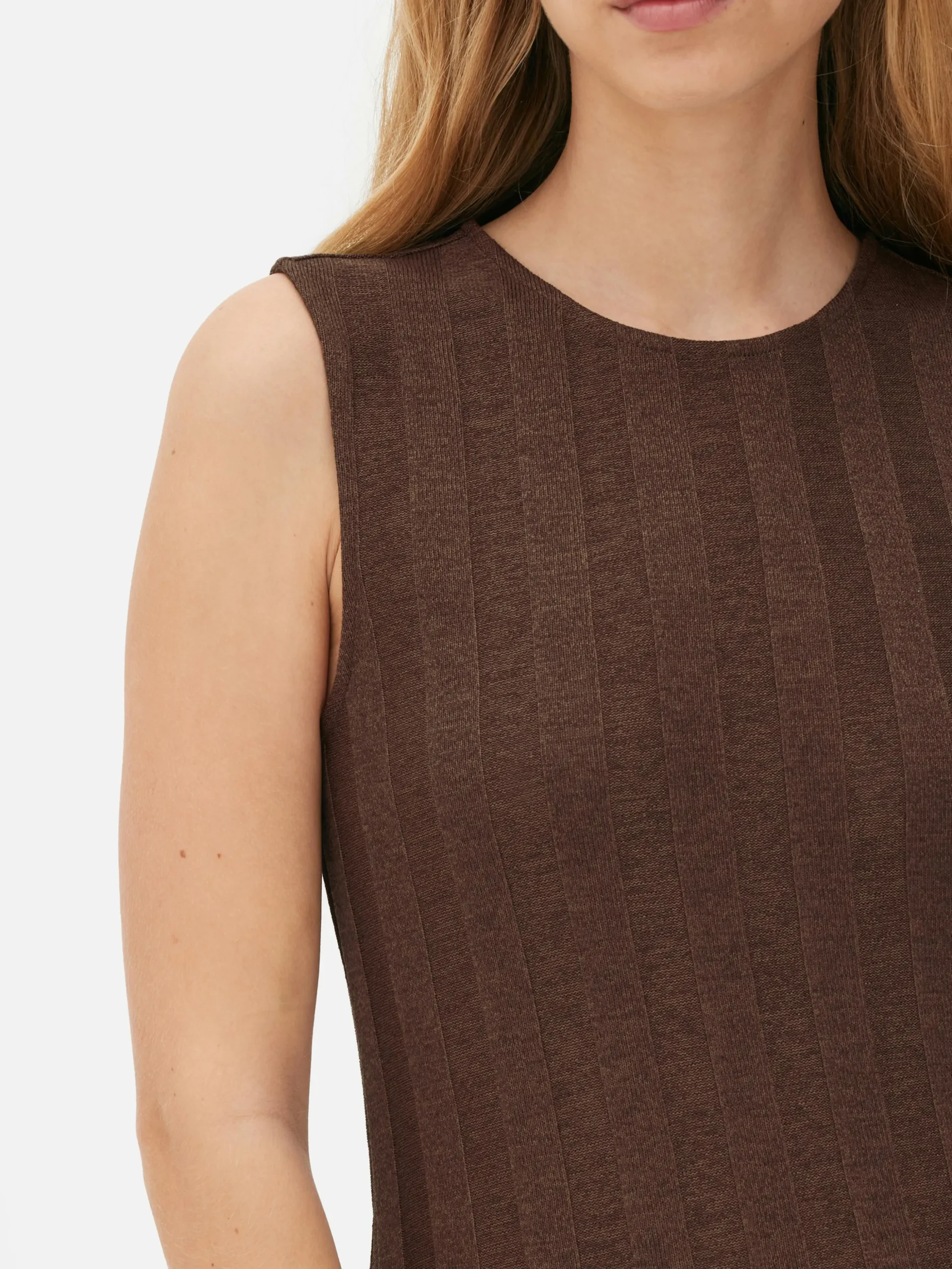 Gestreepte Mouwloze Maxi-jurk Met Textuur
