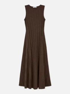 Gestreepte Mouwloze Maxi-jurk Met Textuur