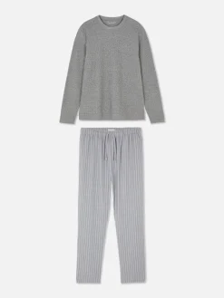 Gestreepte Pyjama Van Geborsteld Katoen