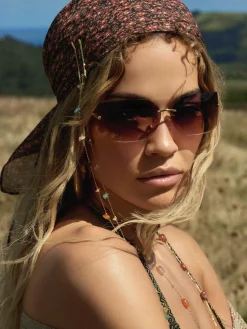 Gevormde Randloze Zonnebril Rita Ora