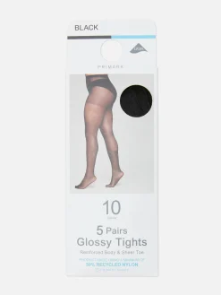 Glanzende Panty, 10 Denier, Set Van 5