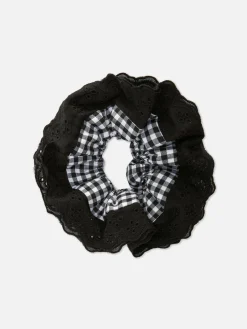 Grote Geruite Scrunchie Met Kant