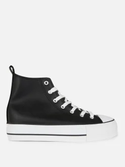 Hoge Sneakers Van Imitatieleer Met Flatformzool