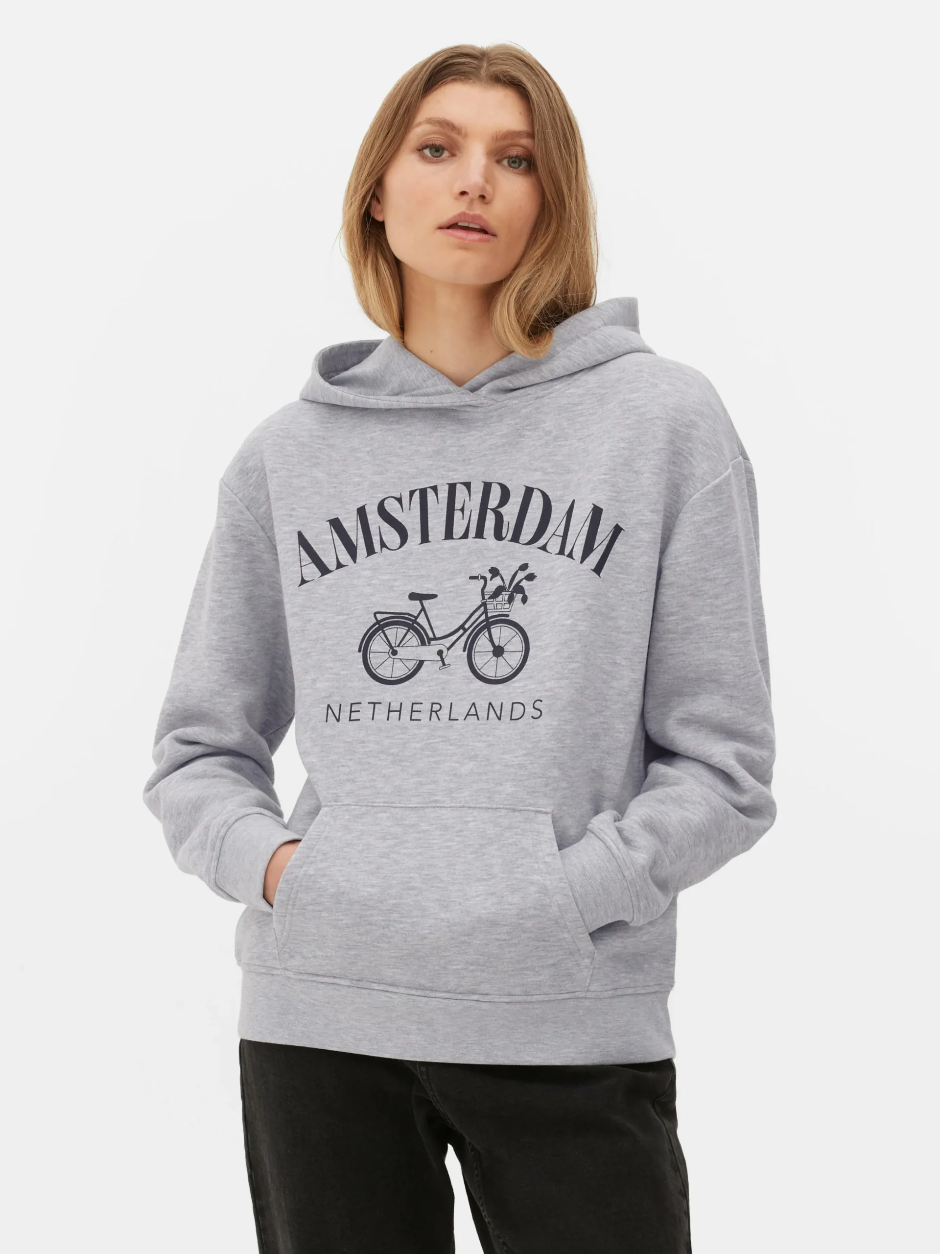 Hoodie Met Print Amsterdam En Fiets