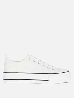 Imitatieleren Lage Sneakers Met Plateauzool