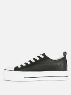Imitatieleren Lage Sneakers Met Plateauzool