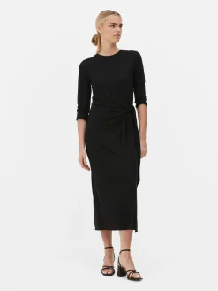 Jersey Jurk Met Strikdetail Aan Zijkant The Edit