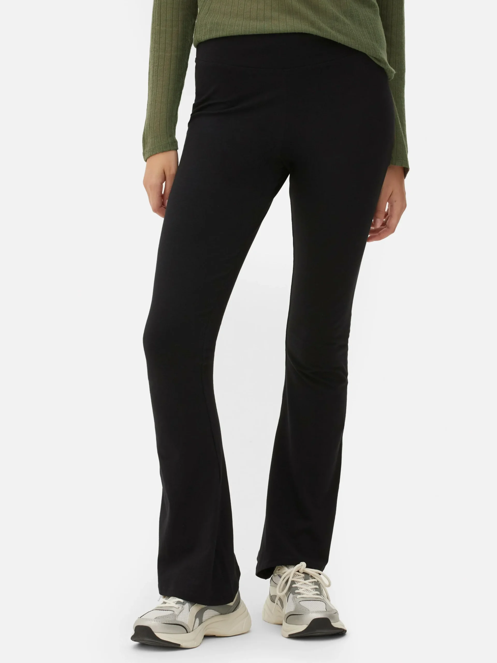 Jersey Legging Met Hoge Taille En Wijde Pijpen
