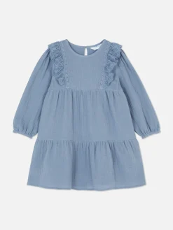 Jurk Met Broderie Anglaise En Stroken
