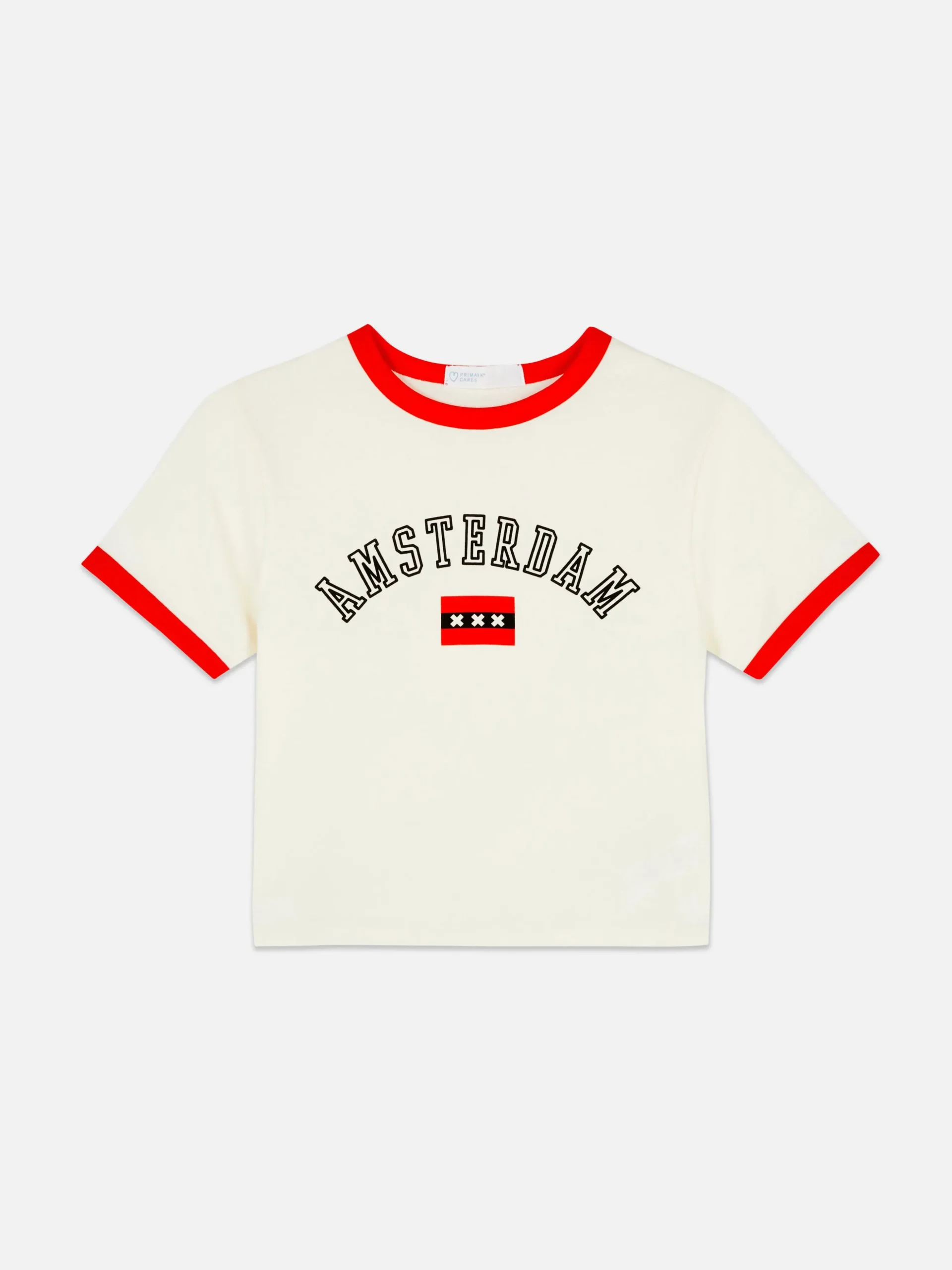 Kort T-shirt Met Contrasterende Biezen Amsterdam