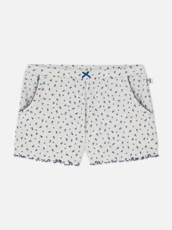 Korte Pyjamabroek Met Geschulpte Zoom En Bloemen