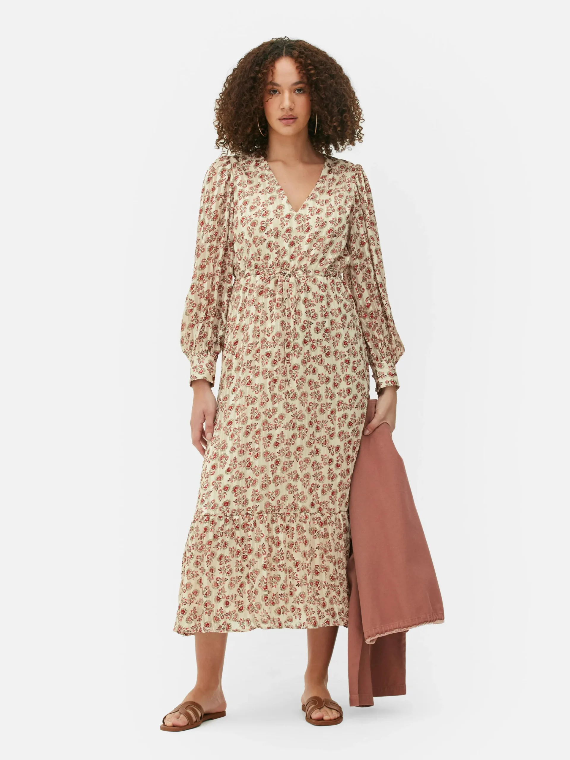 Lange Jurk Met V-hals In Bohostijl
