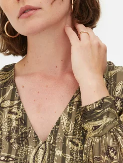 Lange Jurk Met V-hals In Bohostijl