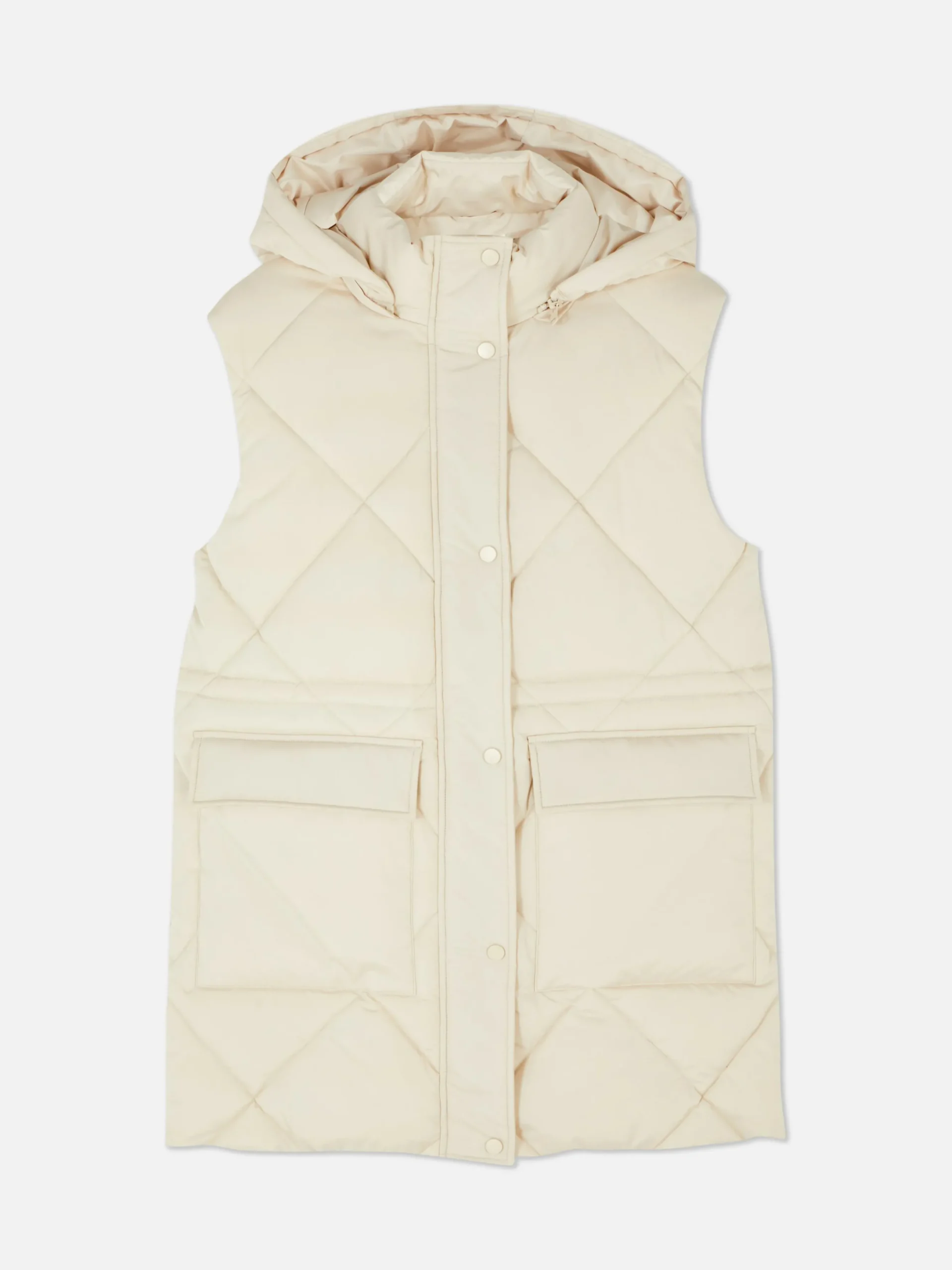 Lange Pufferbodywarmer Met Capuchon
