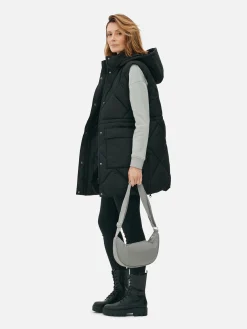 Lange Pufferbodywarmer Met Capuchon