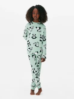 Lange Pyjama Van Velours Met Pandaprint