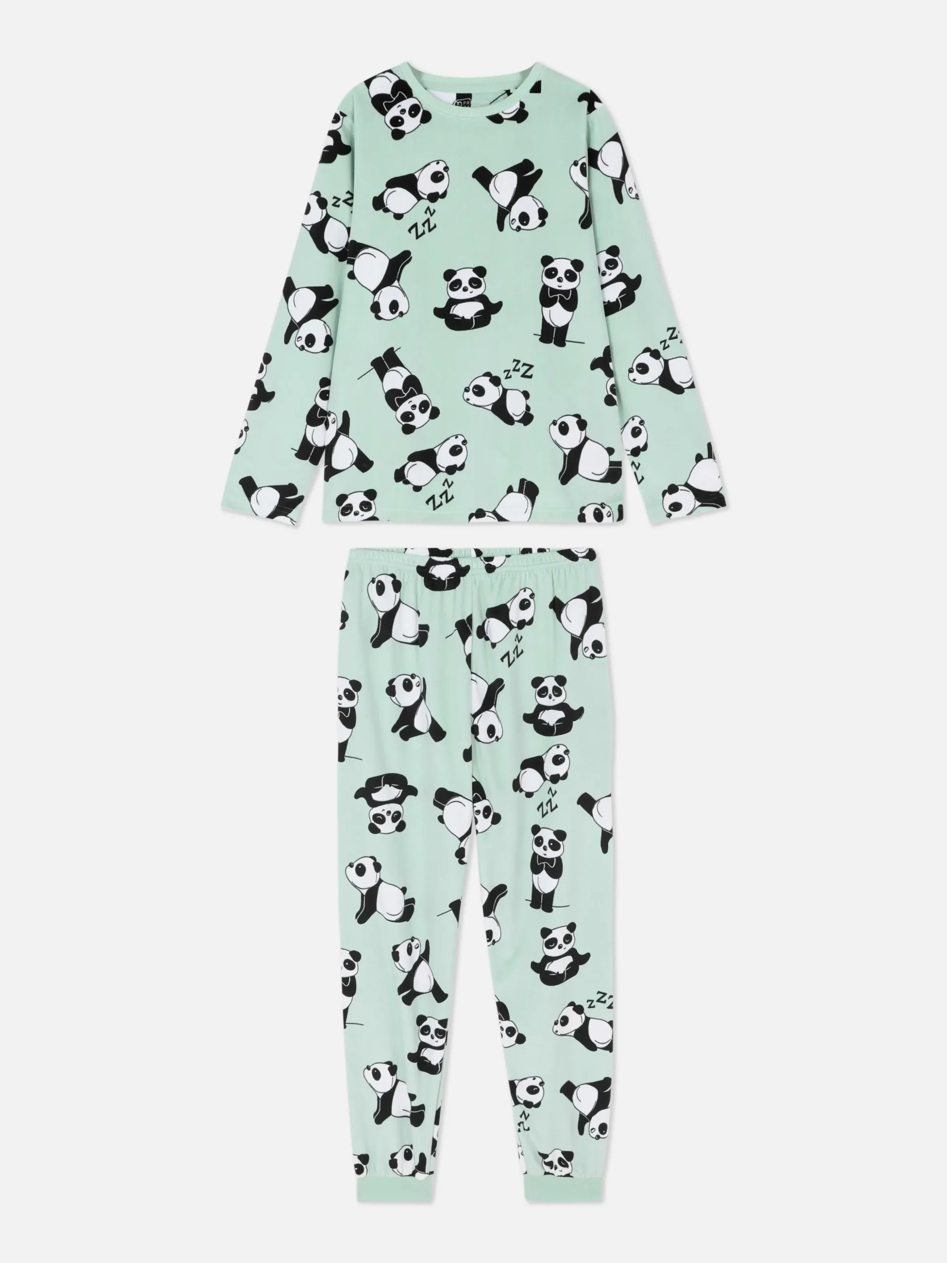 Lange Pyjama Van Velours Met Pandaprint